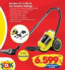KARCHER VC 3 700 W TOZ TORBASIZ SÜPÜRGE